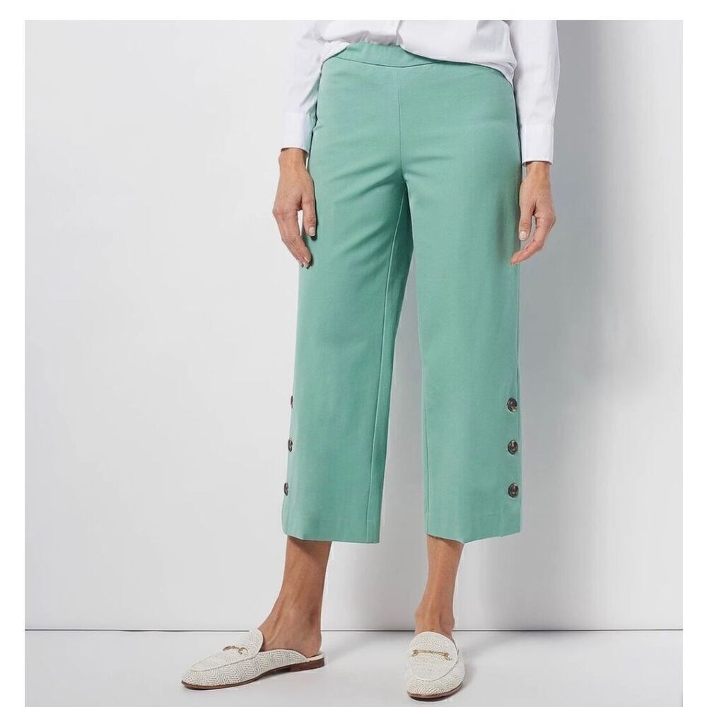 Isaac Mizrahi Live! Stretch Pink  Culotte Pants w/ Button Size 2